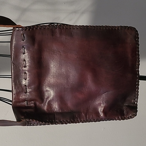 Genuine Leather Brown Flap Crossbody Bag Made In Morocco Natural Horn Pendant - Picture 6 of 16